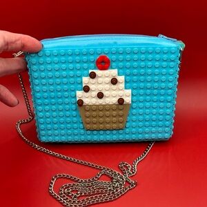 Agabag Azure Cupcake Custom Lego Brick Zip Bag Silver Chain Strap Unique Rare